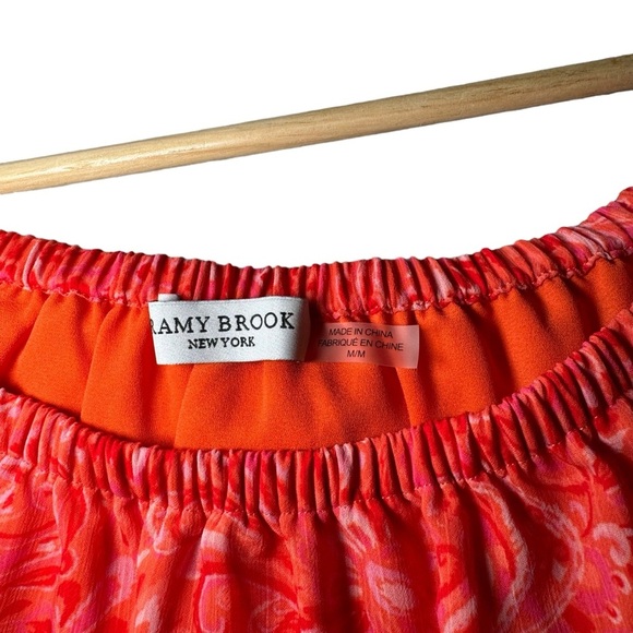 RAMY BROOK Printed Sicily Blouse Paisley Floral Orange Off Shoulder M - Picture 7 of 9